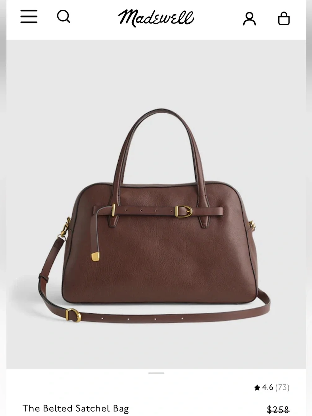 Madewell The Belted Satchel Bag Rich Brown Leather
